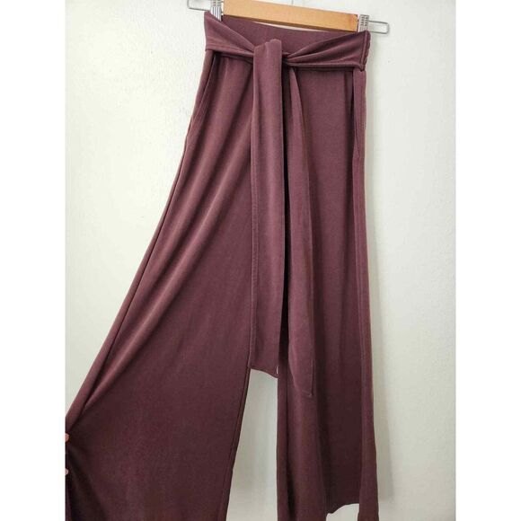 Fabletics Pants Chris Washed Tricot Trousers Flare Leg Bow Belt Size XXS - Picture 2 of 7